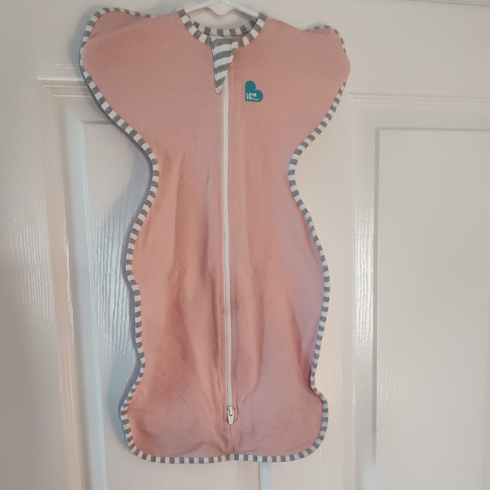 Love to Dream Pink Swaddle with Gray Stripes